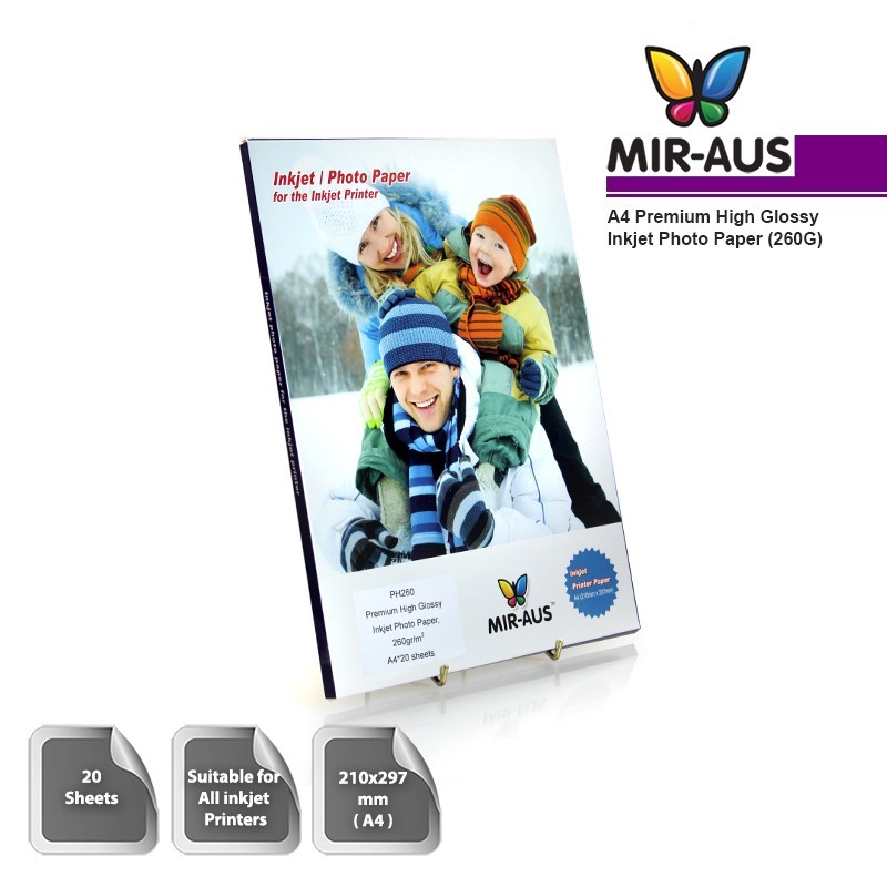 A4 260G Premium High Glossy Inkjet Photo Paper