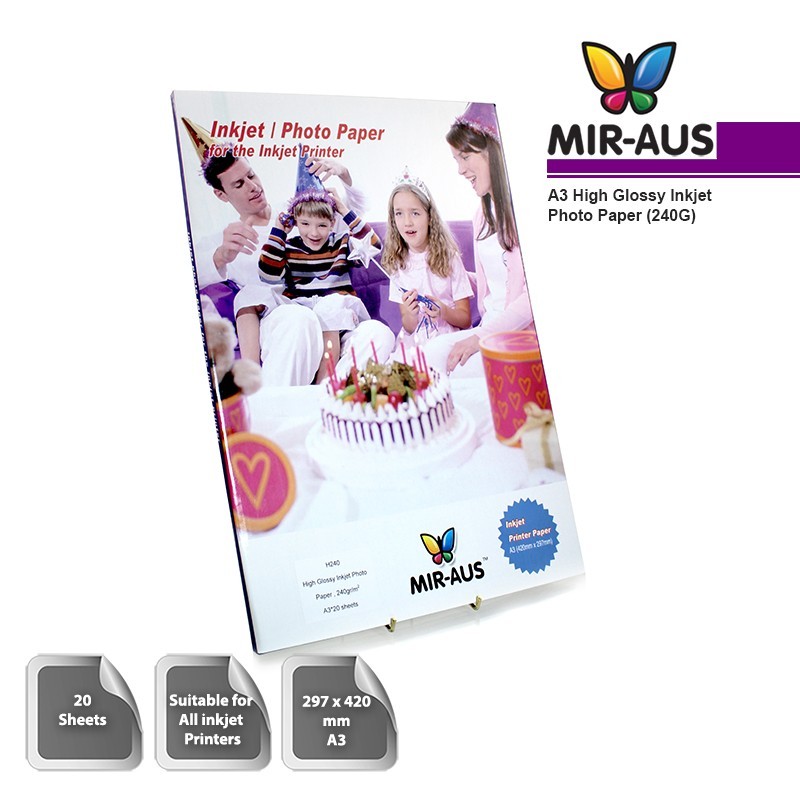 A3 240G Premium High Glossy Inkjet Photo Paper