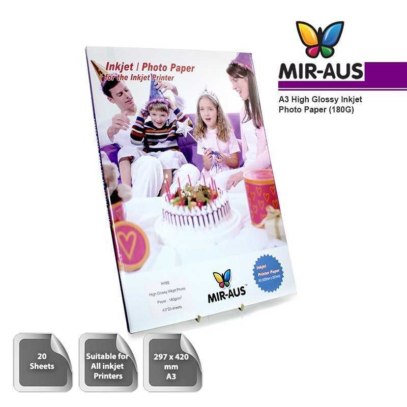 A3 180G High Glossy Inkjet Photo Paper