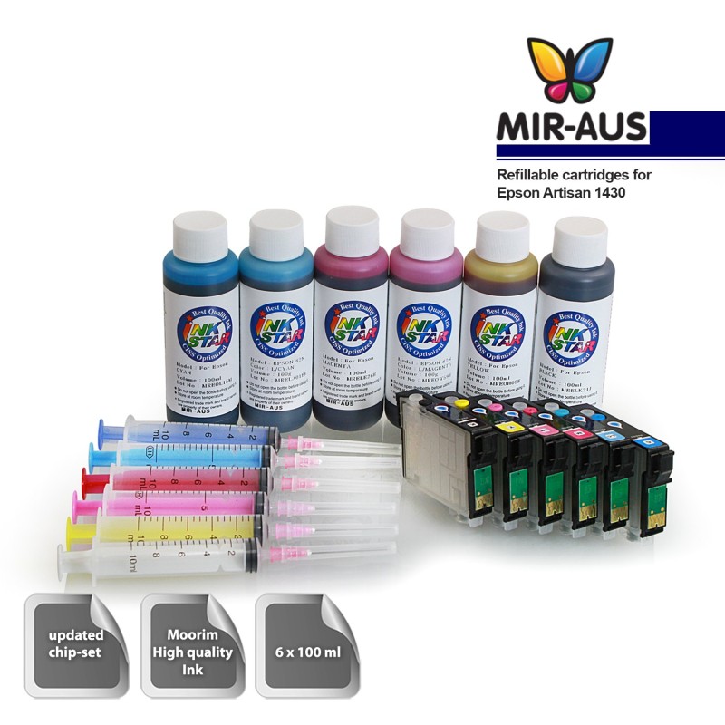 Refillable ink cartridge for Epson Artisan 1430 A+B