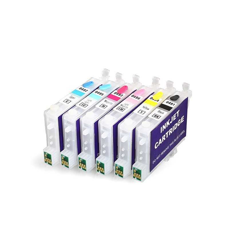 Cartucho de tinta recargables T0491 T0496 Cartucho de tinta recargables T0491 T0496