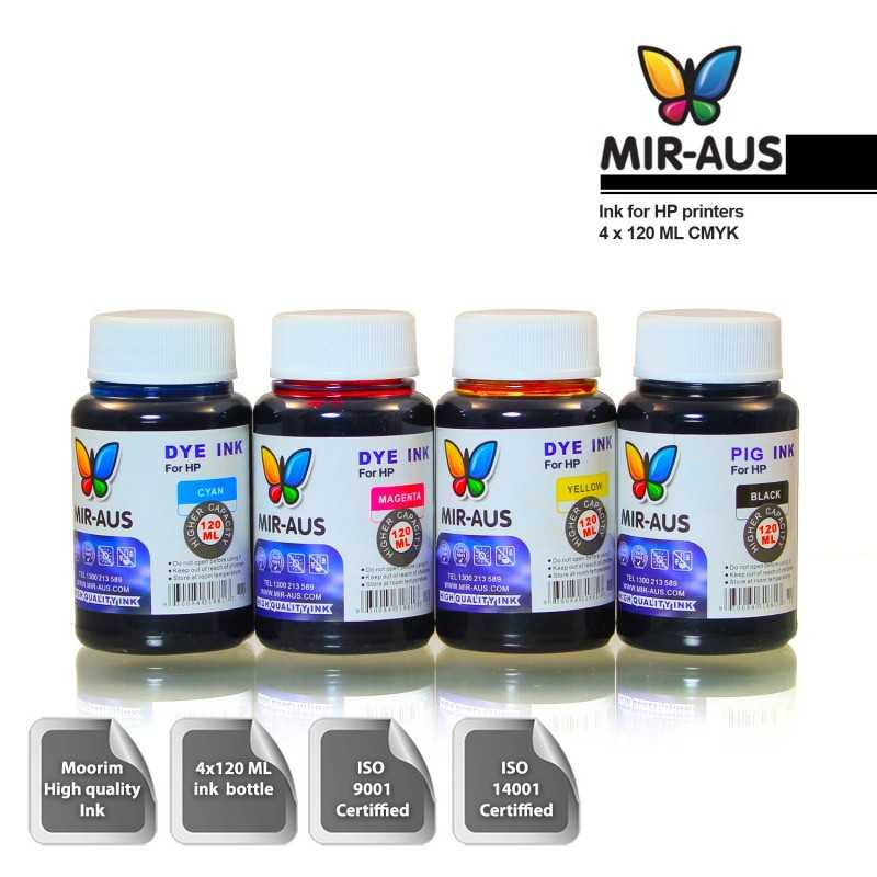 120 ml 4 Colours dye/pigment ink for HP printers