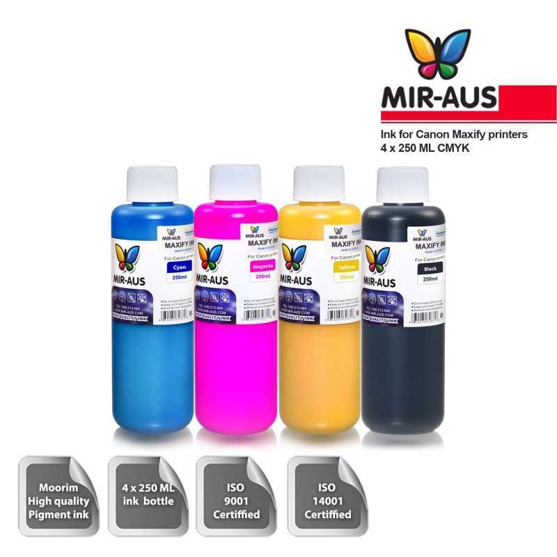 4 x 250 ml CMYK pigment ink for Canon Maxify