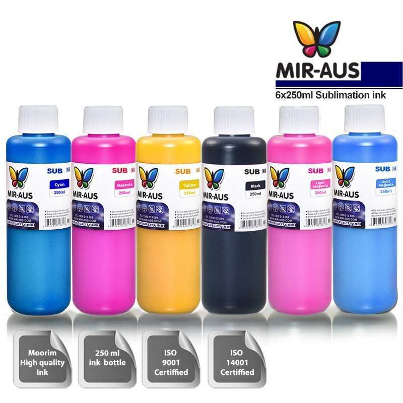 6 x 250ml CMYK/LC/LM sublimation ink