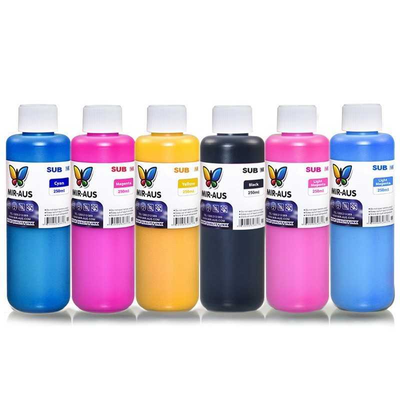 6 x 250ml CMYK/LC/LM sublimation ink