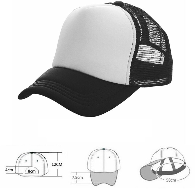 Unisex Trucker Foam Cap Mesh Snapback Baseball Hat Plain Visor Adjustable