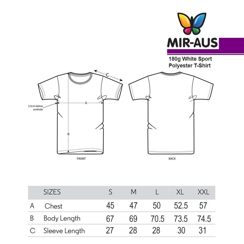 Polyester T-Shirt 180g White Sport