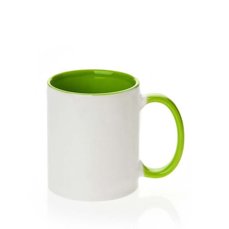 Sublimation Ceramic Inner/Handle Green Mug GRADE AAA