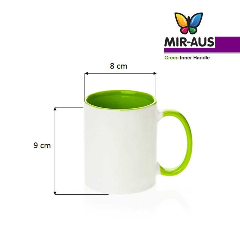 Sublimation Ceramic Inner/Handle Green Mug GRADE AAA