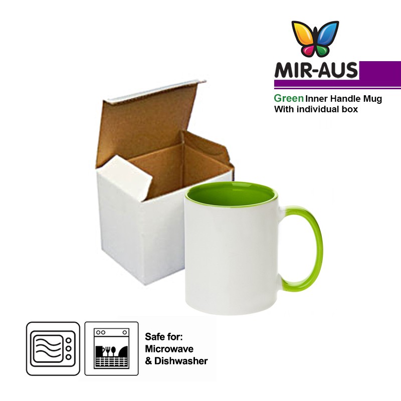 Sublimation Ceramic Inner/Handle Green Mug GRADE AAA