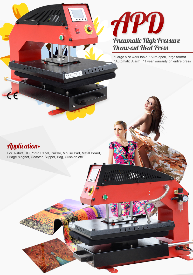 APD Pneumatic High Pressure Draw-out Heat Press